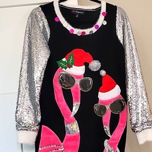 Ugly Christmas Sweater with Flamingos